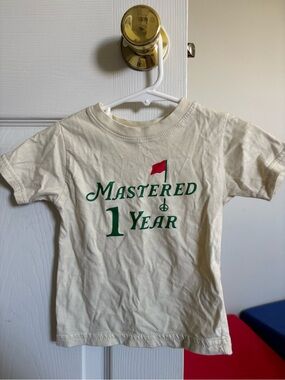 Kids 'Mastered 1 Year' Graphic Tee - Cream with Green & Red